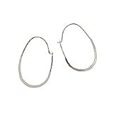 Sterling Silver Earrings Flat Oval Hoops Small (Chandelier)