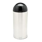 Round-Top Trash Receptacle, 15 Gallon, 15 Dia, 36 High, Satin Stainless Steel URIR1536SSS by United Receptacle