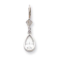 14k White Gold 8x5mm Pear Cubic Zirconia Leverback Earrings