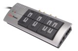 Cyberpower 895 8-Outlet Surge Suppressor - 3600 Joules 15A RJ11/Coax(2)/RJ45 EMI/RFI Right-angle