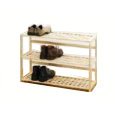 3 Tier Ruberwood Shoe Rack, Criss Cross Design Natural