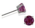 0.24Ct. Genuine 3mm Rhodolite 14 Karat White Gold Round Earrings