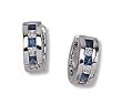 Princess Cut Clear and Sapphire CZ Huggie Solid Sterling Silver Earrings