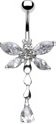 Belly Button Ring Navel Dragonfly Dangle Body Jewelry 14 Gauge