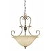 Silvery Gold Leaf Finish 3-light Pendant