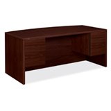 HON 10595NN - 10500 Series Bow Top Double Pedestal Desk, 72w x 36d x 29-1/2h, Mahogany-HON10595NN