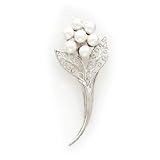 Sterling Silver Cultured Pearl Flower Pin