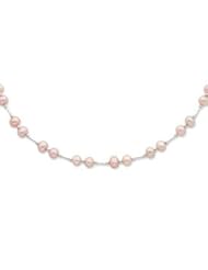 Sterling Silver 6-6?mm Pink Freshwater Cultured Pearl Necklace