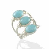 Triple Oval Larimar Ring