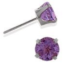 Genuine 0.20tcw 3mm Amethyst 14 Karat White Gold Baby Earrings