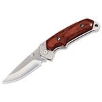 Buck 277 Folding Alpha Hunter, Rosewood Handle, Liner Lock Folding Knife with Leather Sheath