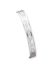 Sterling Silver 9mm Fancy Diamond-cut Slip-On Bangle Bracelet QB220"