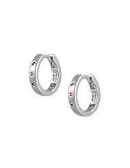 Sterling Silver Pink Sapphires Huggie Hoop Childrens Earrings