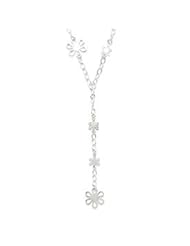Genuine IceCarats Designer Jewelry Gift Sterling Silver Polished Flower Drop Necklace In 18.00 Inch