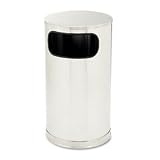 Designer Line Fire-Safe Receptacle, Rnd, Steel, 12gal, SS/BK
