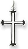 Black Enameled Cross Charm, Sterling Silver