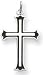 Black Enameled Cross Charm, Sterling Silver