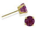 0.24Ct. Genuine 3mm Rhodolite 14 Karat Yellow Gold Round Earrings