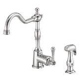 Danze D401557PBV Opulence Single Handle Kitchen Faucet with Matching Side Spray, Polished Brass