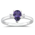 0.10 Cts Diamond & 0.62 Cts Amethyst Classic Three Stone Ring in Platinum