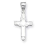 Sterling Silver Claddaugh Cross with 20 Inch Sterling Silver Chain