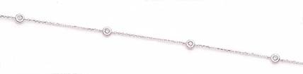 14kt White Gold 6 Diamond Anklet- DS1095