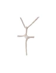 Contemporary Diamond Wave Cross Pendant