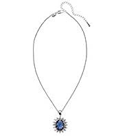 Platinum Plated Diamanté Pendant Chain Necklace