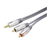 HQ 5 Metre 3.5mm to 2 x Phono Plugs Gold Metal Cable