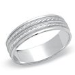 ZALES Men's 6.0mm Double Rope Wedding Band in 10K White Gold - Size 10