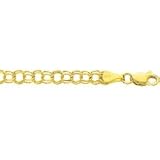 14k Gold Charm Bracelet, Double Ring, 4mm wide