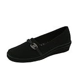 Grasshoppers Jenna | Ladies Slip on Shoes Black Stretch Microfiber by Grasshoppers