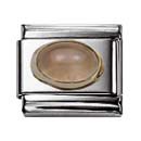 NOMINATION Italian Charm in stainless steel and 18k gold Oval Cabochon (MOON STONE)