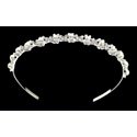 Tiara Headband - Silvertone with White Simulated Pearls and Rhinestones