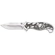 Maxam Liner Lock Knife with Etched Joker Artwork on Stainless Steel Handle