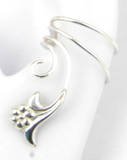 Sterling Silver Curly Q Flower Ear Cuff Stamped Earring Left