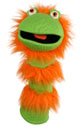 Childrens Toyshop  Toys : PUMPKIN - LONG SLEEVE KNITTED PUPPET (with squeek when mouth is operated)