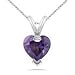Amethyst Heart Solitaire Pendant in 14K White Gold title=