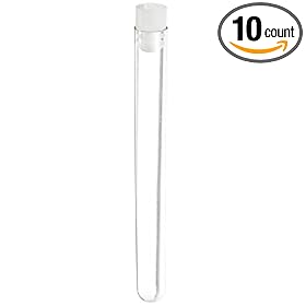 10 Pack - 6-inch, 16x150mm Clear Plastic Test Tubes with Caps