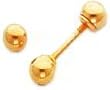 14K Yellow Gold Reversible Ball Earrings Jewelry New