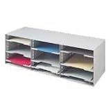 Buddy Products 1112-32 Stackable 12-section recycled steel sorting rack, 9 adjustable shelves, platinum