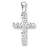 Jewelco London 18 carat Solid White Gold claw set Half Carat Fine Diamond Cross