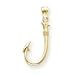 14k 3-D Fishing Hook Pendant - Measures 32.7x13.3mm