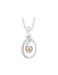 Silver & 14K Gold Diamond Script Initial O Childrens Necklace (14-16 in)