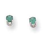 14k White Gold 3mm Emerald Stud Earrings XBE113