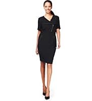 Off Centre Zip Tailored Biker Dress
