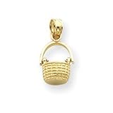 14k 3-D Basket with Moveable Handle Pendant
