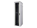 DIGITUS Netzwerkschrank 48,3cm 19Zoll 36HE grau H1755mmxB600mmxT800mm mit Glastuer inkl. 28xMontageschrauben-Set bis 600KG