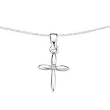 Silver Clear CZ Cross Pendant and Chain