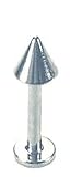 14 Gauge 5/16 - Solid 14kt White Gold Labret Stud Lip Ring - 3mm Spike